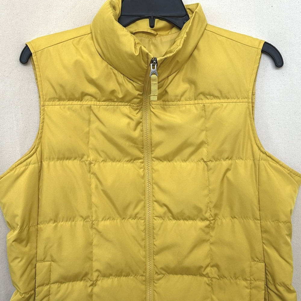 Lands' End Mustard Yellow Quilted 80% Down Puffer Vest Size M 10-12 Zip *READ - Picture 2 of 9